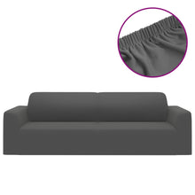 Load image into Gallery viewer, 3-Seater Stretch Couch Slipcover Anthracite Polyester Jersey
