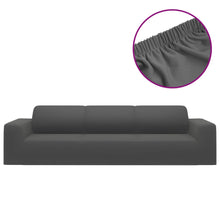 Load image into Gallery viewer, 4-Seater Stretch Couch Slipcover Anthracite Polyester Jersey
