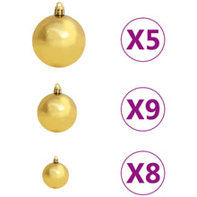 Load image into Gallery viewer, vidaXL Artificial Christmas Tree with LEDs&amp;Ball Set Gold 180 cm PET - MiniDM Store
