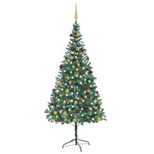 Load image into Gallery viewer, vidaXL Artificial Christmas Tree with LEDs&amp;Ball Set&amp;Pinecones 210 cm - MiniDM Store
