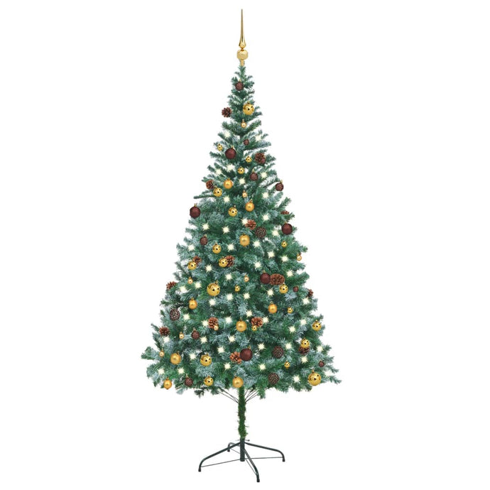 vidaXL Artificial Christmas Tree with LEDs&Ball Set&Pinecones 210 cm - MiniDM Store