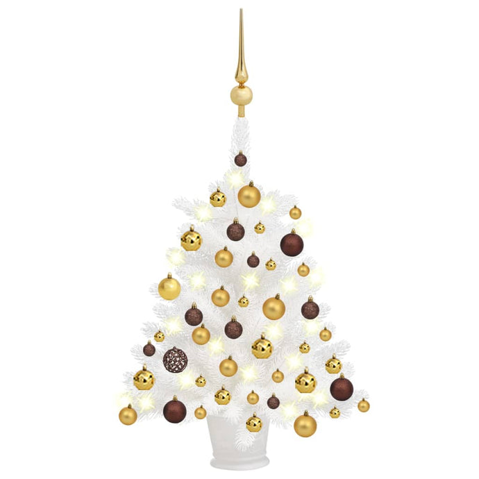 vidaXL Artificial Christmas Tree with LEDs&Ball Set White 65 cm - MiniDM Store