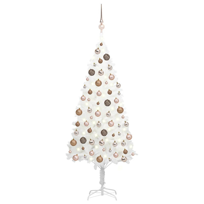 vidaXL Artificial Christmas Tree with LEDs&Ball Set White 180 cm - MiniDM Store