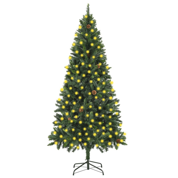 vidaXL Artificial Christmas Tree with LEDs&Pine Cones Green 210 cm - MiniDM Store