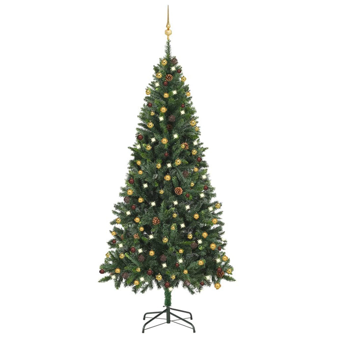 vidaXL Artificial Christmas Tree with LEDs&Ball Set Green 210 cm - MiniDM Store