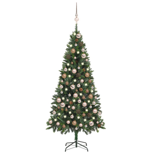 Artificial Pre-lit Christmas Tree with Ball Set&Pine Cones 180 cm