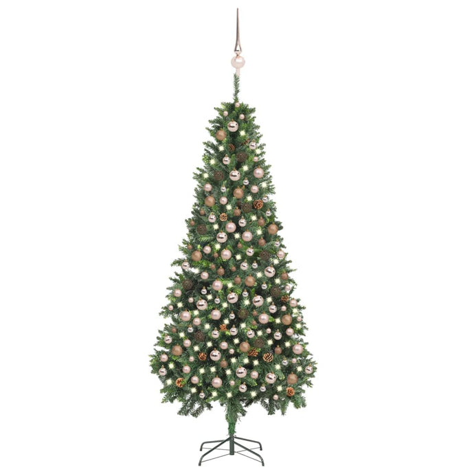 vidaXL Artificial Christmas Tree with LEDs&Ball Set&Pine Cones 210 cm - MiniDM Store