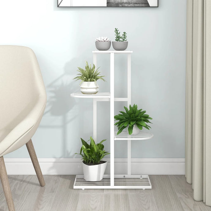 4-Floor Flower Stand 43x22x76 cm White Metal - MiniDM Store