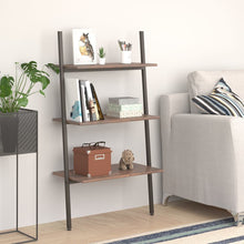 Load image into Gallery viewer, 3-Tier Leaning Shelf Dark Brown and Black 64x34x116 cm - MiniDM Store
