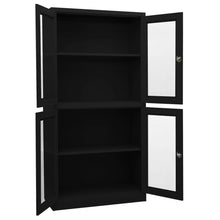 Load image into Gallery viewer, Office Cabinet Black 90x40x180 cm Steel and Tempered Glass - MiniDM Store
