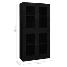Load image into Gallery viewer, Office Cabinet Black 90x40x180 cm Steel and Tempered Glass - MiniDM Store
