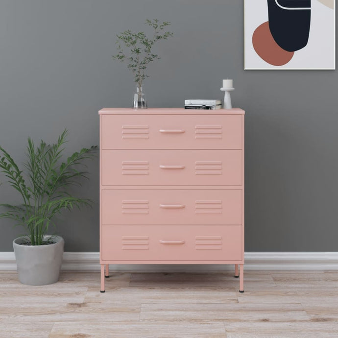 Chest of Drawers Pink 80x35x101.5 cm Steel - MiniDM Store