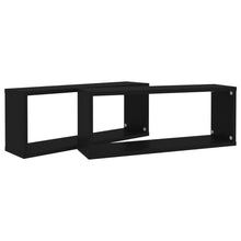 Load image into Gallery viewer, Wall Cube Shelves 2 pcs Black 60x15x23 cm Chipboard - MiniDM Store
