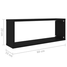Load image into Gallery viewer, Wall Cube Shelves 2 pcs Black 60x15x23 cm Chipboard - MiniDM Store
