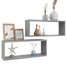 Load image into Gallery viewer, Wall Cube Shelves 2 pcs Concrete Grey 60x15x23 cm Chipboard - MiniDM Store
