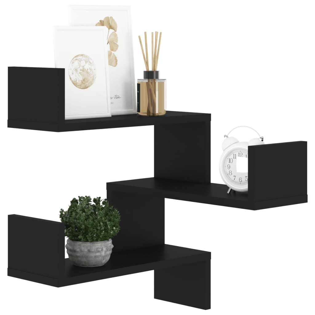 Wall Corner Shelf Black 40x40x50 cm Chipboard - MiniDM Store