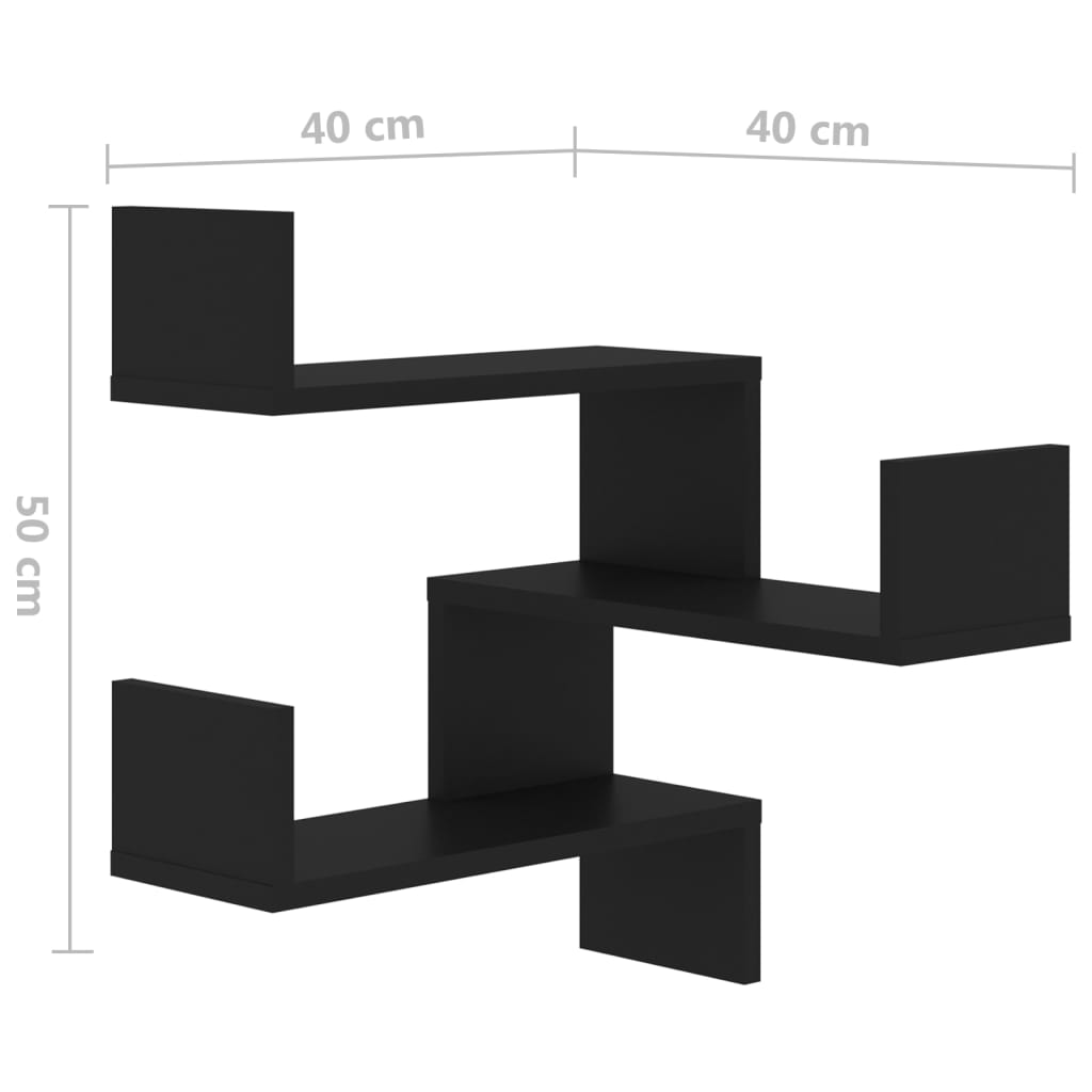 Wall Corner Shelf Black 40x40x50 cm Chipboard - MiniDM Store