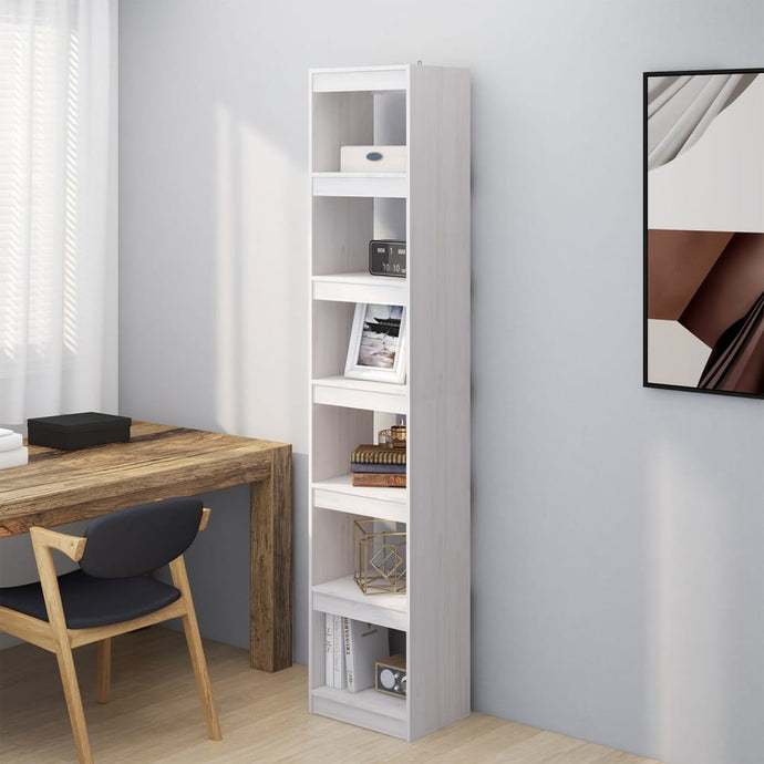 Book Cabinet/Room Divider White 40x30x199 cm Solid Pinewood - MiniDM Store