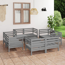 Load image into Gallery viewer, 9 Piece Garden Lounge Set Grey Solid Pinewood
