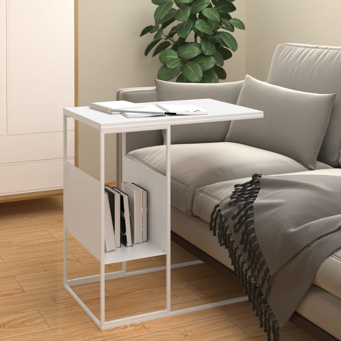 Side Table White 55x36x59.5 cm Engineered Wood - MiniDM Store