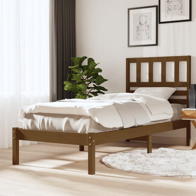 Bed Frame Honey Brown Solid Wood Pine 100x200 cm - MiniDM Store