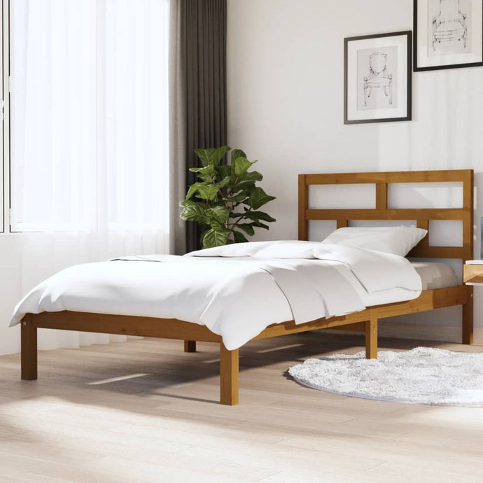 Bed Frame Honey Brown Solid Wood Pine 100x200 cm - MiniDM Store