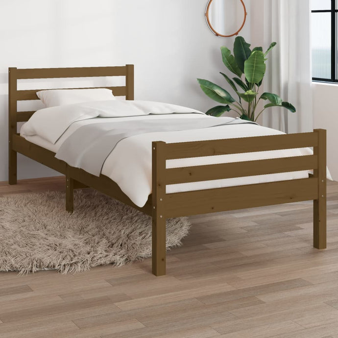 Bed Frame Honey Brown Solid Wood 100x200 cm - MiniDM Store