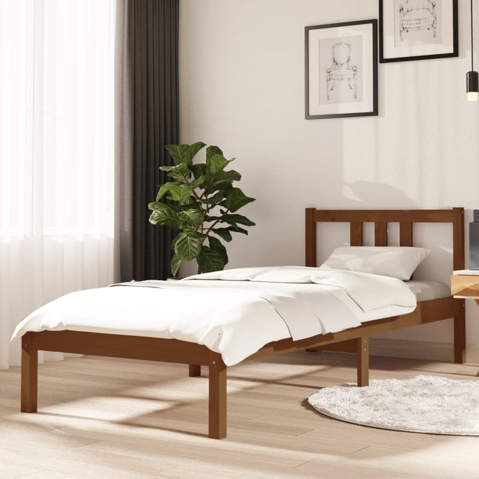 Bed Frame Honey Brown Solid Wood 75x190 cm 2FT6 Small Single - MiniDM Store