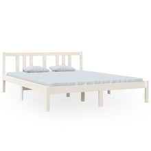 Load image into Gallery viewer, Bed Frame White Solid Wood 150x200 cm 5FT King Size - MiniDM Store

