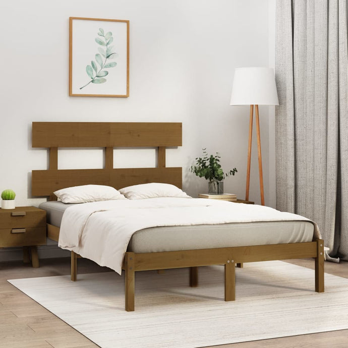 Bed Frame Honey Brown Solid Wood 120x200 cm - MiniDM Store