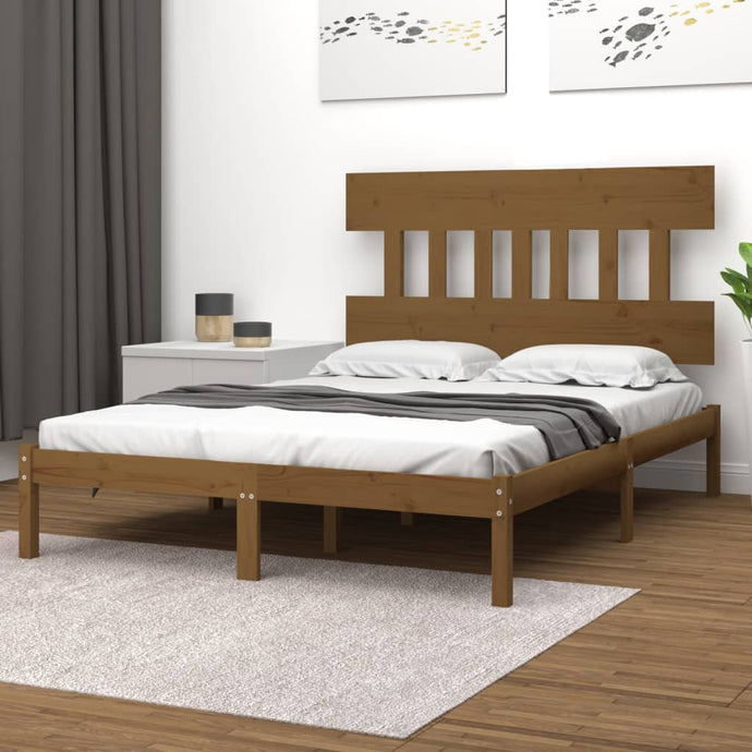 Bed Frame Honey Brown Solid Wood 200x200 cm - MiniDM Store