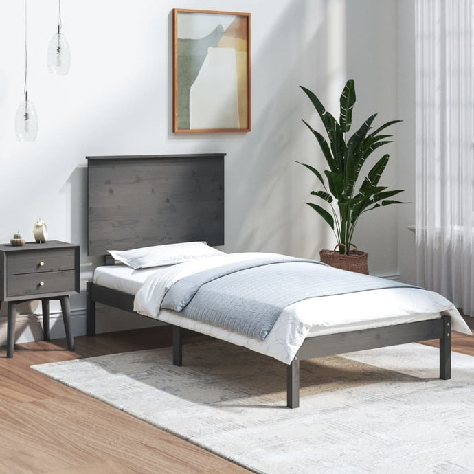 Bed Frame Grey Solid Wood Pine 100x200 cm - MiniDM Store