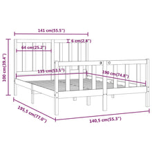 Load image into Gallery viewer, Bed Frame Black Solid Wood 135x190 cm 4FT6 Double - MiniDM Store
