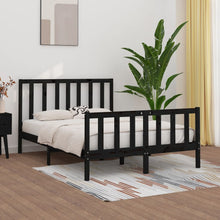 Load image into Gallery viewer, Bed Frame Black Solid Wood 135x190 cm 4FT6 Double - MiniDM Store

