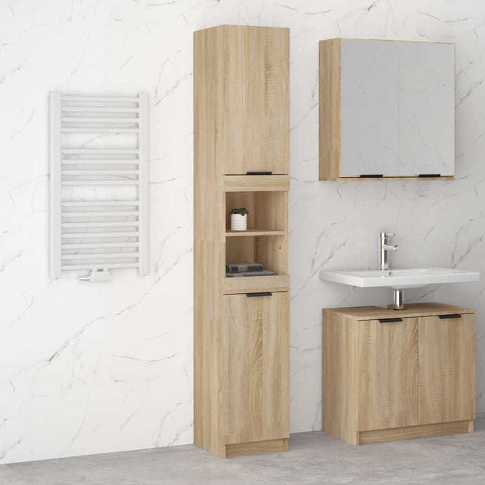 Bathroom Cabinet Sonoma Oak 32x34x188.5 cm Engineered Wood - MiniDM Store