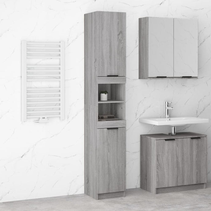 Bathroom Cabinet Grey Sonoma 32x34x188.5 cm Engineered Wood - MiniDM Store
