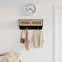 Load image into Gallery viewer, Wall-mounted Coat Rack Black Engineered Wood and Natural Rattan - MiniDM Store
