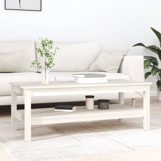 Coffee Table White 110x50x40 cm Solid Wood Pine - MiniDM Store