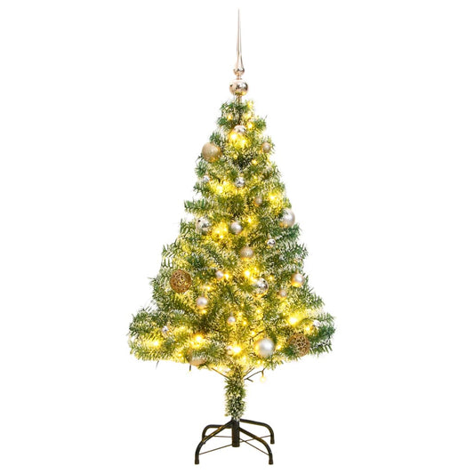 Artificial Christmas Tree 150 LEDs&Ball Set&Flocked Snow 120 cm