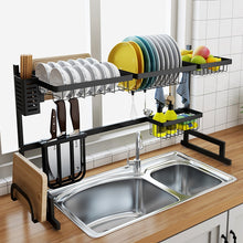 Load image into Gallery viewer, Black 65/85cm Stainless Steel Kitchen Dish Rack U Shape Sink Drain Rack Two layers Kitchen Storage Holder - MiniDreamMakers
