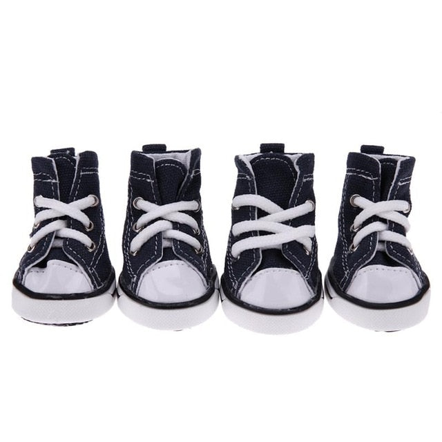 4pcs Denim Pet Dog Shoes Anti-slip Waterproof Sporty Sneakers Booties Breathable Booties For Small Cats Dogs Puppy Dog Shoes - MiniDM Store