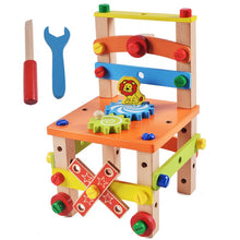 Load image into Gallery viewer, Wooden Assembling Chair Montessori Toys Baby Educational Wooden Toy Preschool Multifunctional Variety Nut Combination Chair Tool - MiniDreamMakers

