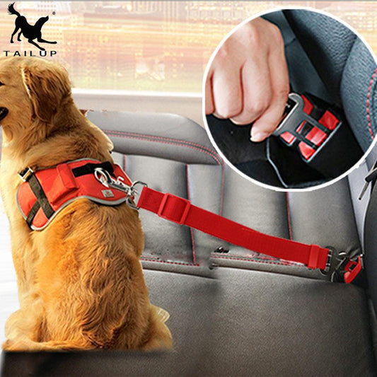 Dog car seat belt safety protector travel pets accessories dog leash Collar breakaway solid car harness - MiniDreamMakers