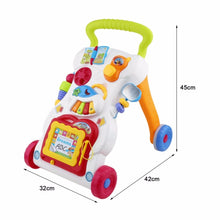 Load image into Gallery viewer, Baby Walker Musical Toddler Trolley Sit to Stand Walker for Kid&#39;s Early Learning Educational Baby First Steps Car Adjustable - MiniDreamMakers
