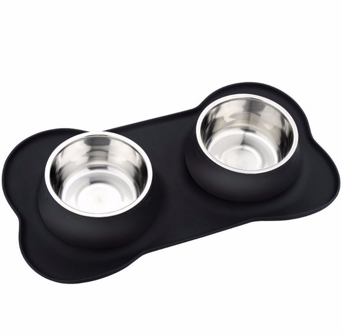 Gomaomi Stainless Steel Dog Bowl No Spill Non-Skid Silicone Mat Feeder Bowls Pet Bowl for Dogs Cats and Pets - MiniDreamMakers