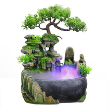 Load image into Gallery viewer, Wealth Feng Shui Company Office Tabletop Ornaments Desktop Flowing Water Waterfall Fountain With Color Changing LED Lights Spray - MiniDreamMakers
