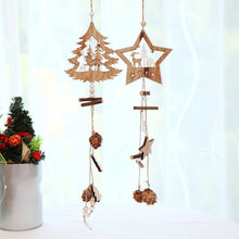 Load image into Gallery viewer, Wooden Christmas Ornaments Wood Star Pendants Pine Cone Christmas Tree Drop Ornaments Xmas Decor Christmas Decoration for Home - MiniDreamMakers

