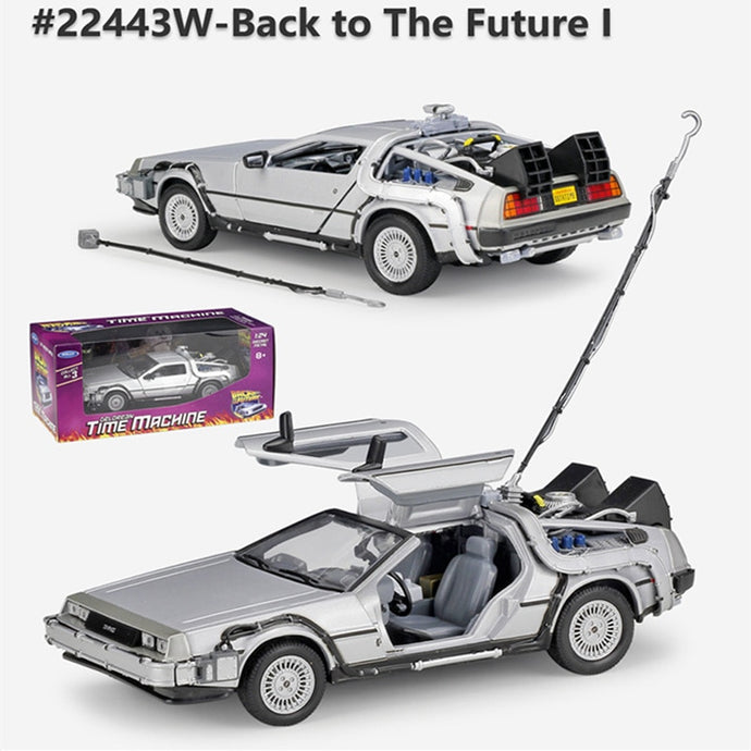 Welly 1:24 Diecast Alloy Model Car DMC-12 delorean back to the future Time Machine Metal Toy Car For Kid Toy Gift Collection - MiniDreamMakers