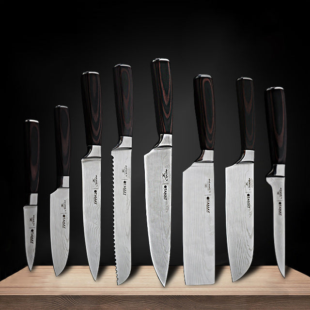 8inch japanese kitchen knives Laser Damascus pattern chef knife Sharp Santoku Cleaver Slicing Utility Knives Tools - MiniDM Store