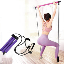Load image into Gallery viewer, Fitness Pilates Bar Kit with Resistance Band Portable Fitness Pilate Stick Crossfit Bodybuild Yoga Elastic Band Exercise Workout - MiniDreamMakers
